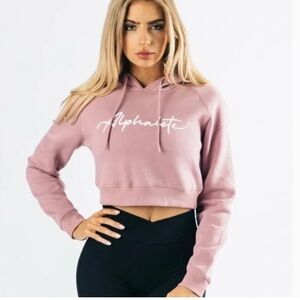 Alphalete Women’s Cropped Hoodie in off-white